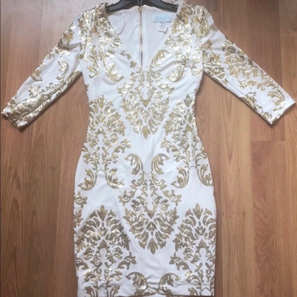 Camilla La Vie White and Gold Party Dress